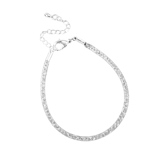 Gissroys Schimmernde Weiße Kristall Silber Drahtkette Armband Ergonomisches Design Stahl Armband Geeignet Für Aktive Lebensstile Vielseitige Silber Und Kristallhandkette von Gissroys