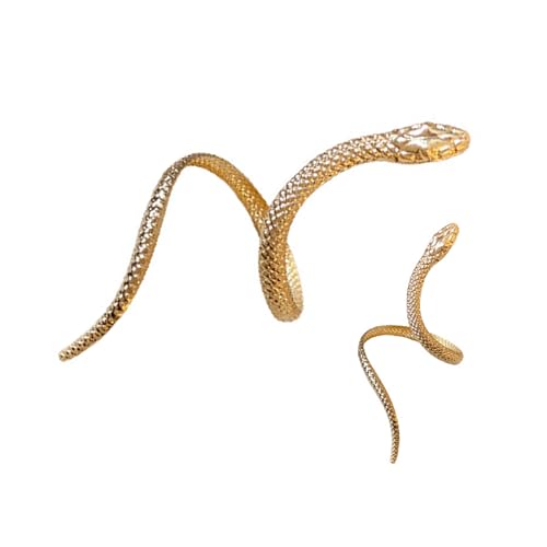 Gissroys Set Snake Open Manschette Armband Und Ringe Set Mit Schlangendesigns Verstellbarer Offener Schmuck Für Modische Frauen Legierungsschmuck Vorhanden von Gissroys
