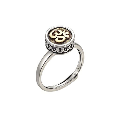 Gissroys Silber Retro Buddhist Gebetsradring Sechs Charakter Mantra Rotierende Dekompression Viel Glück Frauen Rotierende Ringe Für Frauen von Gissroys