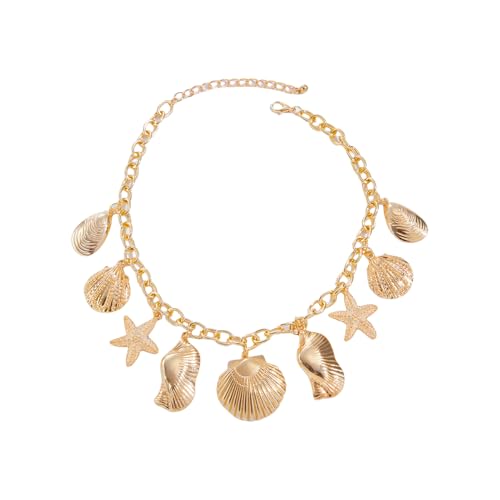 Gissroys Stilvolle Halskette mit Anhänger für den Urlaub, Marine-Charm, Muschel, Seestern, Halskette, Strandschmuck, Statement-Anhänger, Einheitsgröße, Wie beschrieben, Wie beschrieben von Gissroys