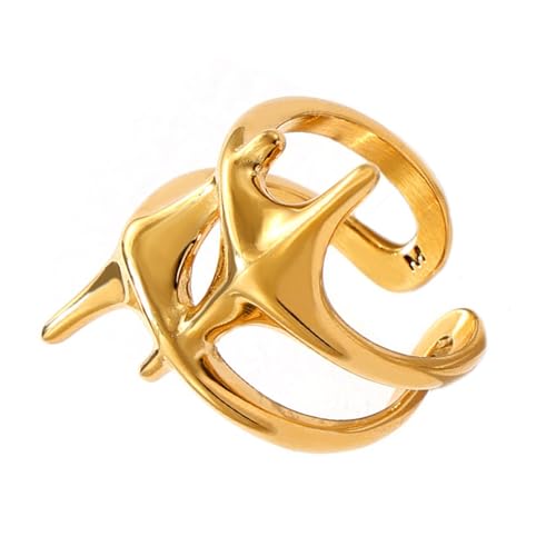 Gissroys Stilvolle Kreuze Sternringe Mit Einer Goldenen Stahlbeschichtung Robuster Designs Die Für Partys Und Besondere Anlässe Trendy Accessoires Geeignet Sind von Gissroys