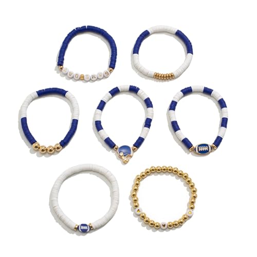 Gissroys Stilvoller Fußball Charmearmband Für Männer Und Frauen Verstellbare Brief Perlen Armreifen Stapelbares Team Spirituosen Schmuck Handgefertigtes Armband von Gissroys