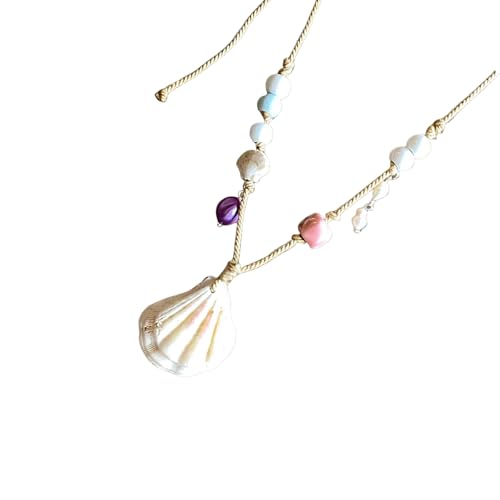 Gissroys Strand-Halskette, handgefertigt, Muschelperlen, geflochtene Seilkette, Urlaubsschmuck, Strandurlaub, Muschel-Halskette von Gissroys