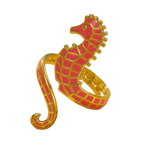 Gissroys Stylische Legierung Seahorse Ringe Mit Ölabfalldetail Ideal Für Verbraucher Suchen Nach Individuellem Schmuck Geschenkring von Gissroys