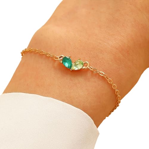 Gissroys Stylish Gold Heart Armband Mit Geburtssteinen Stabiler Legierung 14K Plattierung Für Frauen Juwely Collection Tägliches Gebrauch Trendiges Frauenarmband von Gissroys