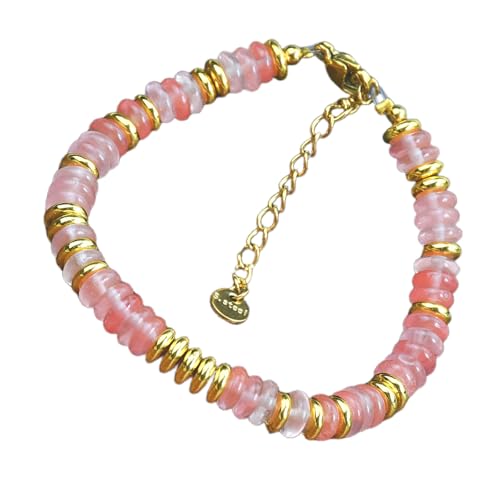 Gissroys Trendy Handgefertigtes Armband Bunte Natursteinperlen Handchain Mit Edelstahlverschluss Wasserdichtes Verschleiß von Gissroys