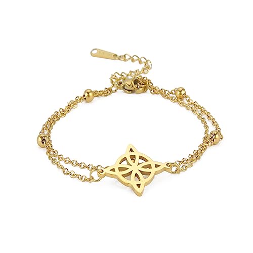 Gissroys Witch Knot Armband Für Frauen Vintage Amulett Edelstahl Doppelschicht Perlenkette Schmuck Witch Knoten Männer Amulett Männer Doppelschicht von Gissroys
