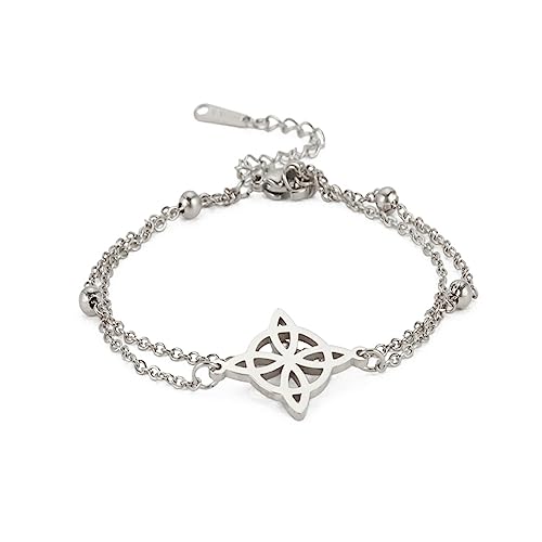Gissroys Witch Knot Armband Für Frauen Vintage Amulett Edelstahl Doppelschicht Perlenkette Schmuck Witch Knoten Männer Amulett Männer Doppelschicht von Gissroys