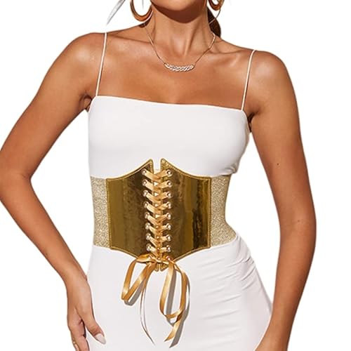 Gold Korsett Gürtel y2k Korsett Unterbrust Breites Kleid Gürtel Push up Korsett Frauen Taille Cinchs Gürtel Elastischer Gürtel für Kleid y2k Korsett Tops für Frauen von Gissroys