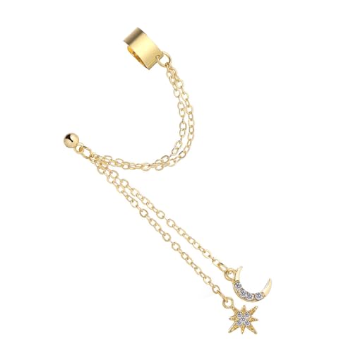 Gold Silberlegierung Ohrclip Mit Moon Star Charme Für Frauen Mädchen Handgefertigtes Schmuck Geometrisches Accessoires Hypoallergenisch Legiert von Gissroys
