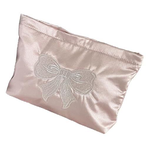 Große Kapazität, wasserdichte Make-up-Tasche mit schimmerndem Schleifen-Design, tragbarer Reise-Kosmetik-Organizer für Damen, elegante Aufbewahrungstasche mit Schleifen-Aufdruck, mehrfarbig, L von Gissroys