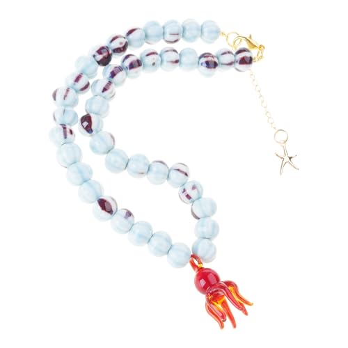 Halskette mit einzigartigem Charm-Anhänger aus Glas in lebendigen Farben, modische Perlen-Halskette, Schmuck, künstlerischer Marine-Charm von Gissroys