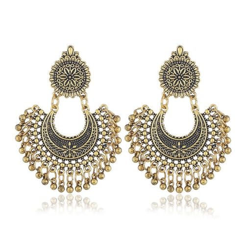 Jhumka Indian Ethnisches Bollywood Dangle Ohrringe Trendy Metall Quasten Anhänger Tropfen Ohrringe Schmuckdekoration Für Partys Ohrstecker Frauen Silber von Gissroys