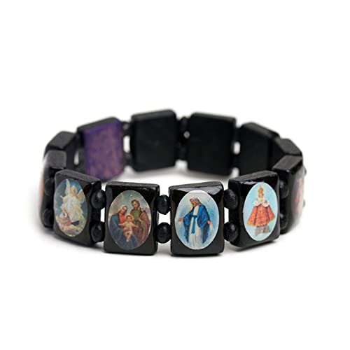 Katholische Ikonen Armband Religiöse Unisex Armband Elastizität Farbige Perlen Jewlery Handgefertigte Armhalte Für Frauen Rosenkranz Für Männer Katholische Holz Frauen Rot Teen Mädchen Armreifen von Gissroys