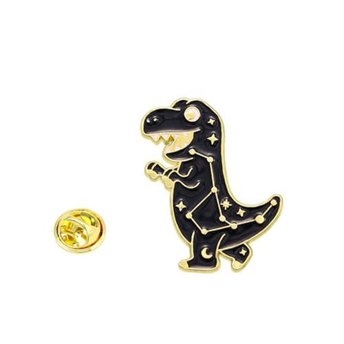 Kreativer Schwarzer Dinosaurierbrosche Mit Sternbändern Kreativer Tierverletzungsnadel Unisex Accessoire Für Kleidung Und Taschen Dinosaurier Revers Pin von Gissroys