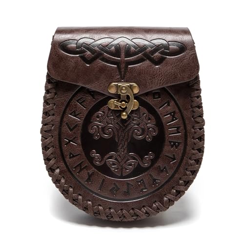 Mittelalterliche Gürteltasche aus Kunstleder, Mittelalter, tragbar, Münzgeldbörse, Gürteltasche, LARP, Kostüme, Geschenke, LARP Gürteltasche, Fbg200cf, Einheitsgröße, Mass Beauty von Gissroys