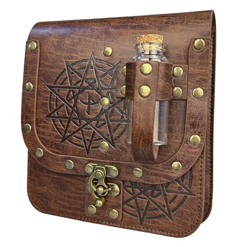 Mittelalterliche Gürteltaschen mit Kork Trank Flasche Leder Hüfttaschen Mittelalter Kostüm Zubehör für Halloween Cosplay, hellbraun von Gissroys