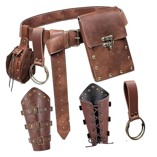 Mittelalterliche Stile 5pcs PU Leder Utility Belt Beutel Mit Telefonhalter Cosplay Ausrüstungskostüm Mit Pjone Beutel Fantasy Rollenspiele Telefonbeutel Sammlung von Gissroys