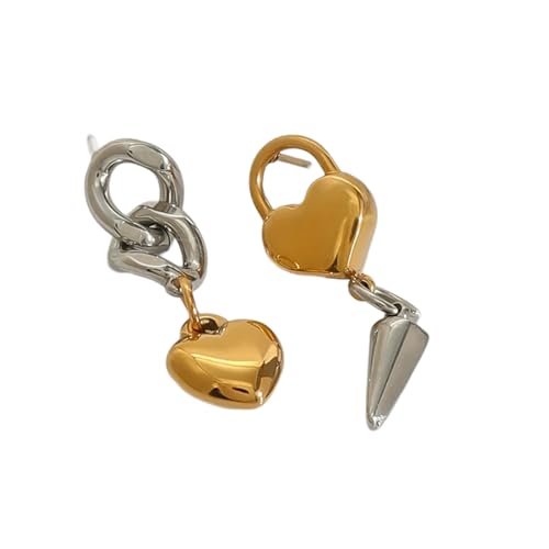 Mode Herz Und Kegelkettenohrringe Einzigartige Goldene Silber Herzkegel Ohr Accessoire Für Trendsetters Modische Datumsnacht von Gissroys