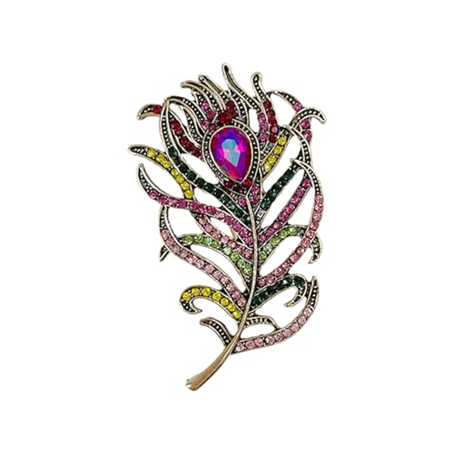 Retro Inspirierte Mehrfarbige Pfauenbrosche Rasshaut Federed Pin Mit Schimmernden Legierungs Kleidung Schmuck Brosche von Gissroys