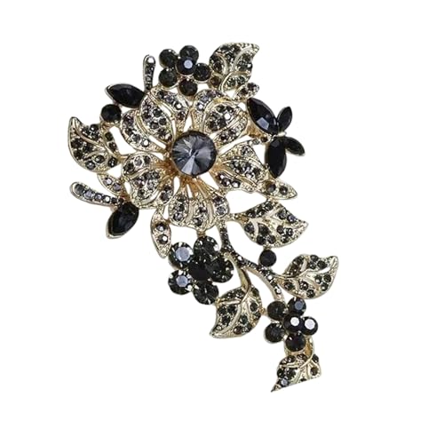 Robuste Blumen-Brosche aus Legierung mit Kristallen, handgefertigt, formelle und alltägliche Abnutzung, anspruchsvolle Damen-Brosche für Damen, Einheitsgröße, Wie beschrieben von Gissroys