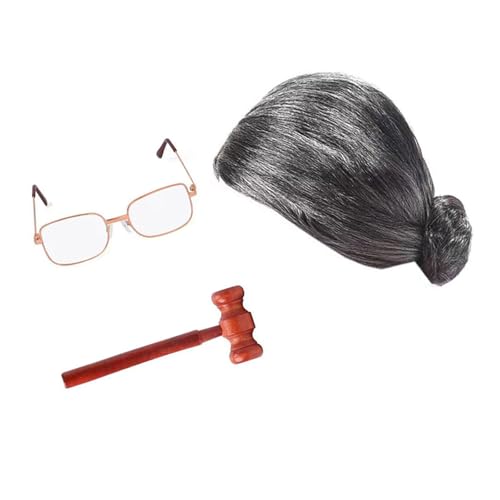 Schulveranstaltung Old Lady Cosplay Set Synthetische Traditionelle Erwachsene Perücken Für Schulfeier Event Kostüm von Gissroys