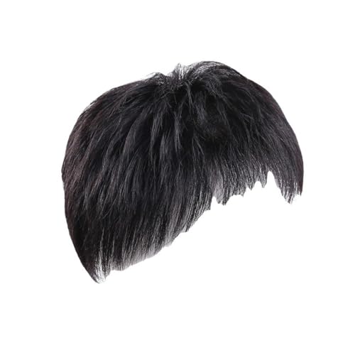 Schwarze Perücken Männer Kurzes Synthetisches Haar Natürliche Aussehen Perücken Haarstück Kopfbedeckung Mode Hairpatches Für Schnelle Frisur Herrenhaarstück von Gissroys