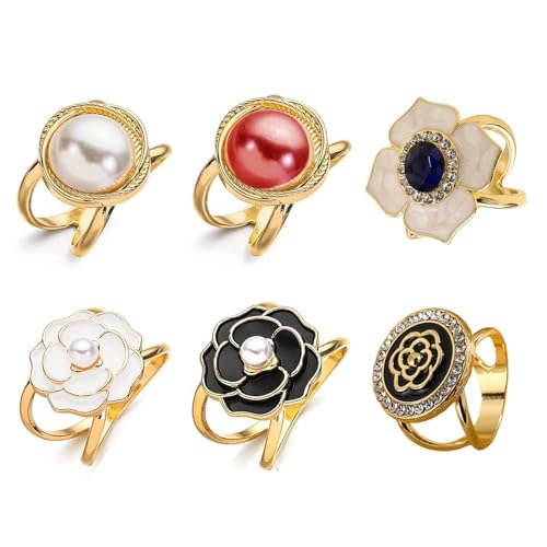 Set mit 6 trendigen Schal-Clips, Brosche, vielseitige Schals, Schnalle, Schmuck, Pullover, Schals, Gürtelschnallen für Damen, Schal-Zubehör Set mit 6 trendigen Schal-Clips, Brosche, vielseitige Schals, Schnalle, Schmuck, Pullover, Schals, Gürtelschnallen für Damen, Schal-Zubehör von Gissroys