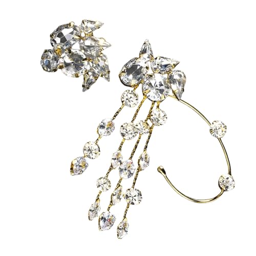 Stilvolle Strasssteine ​​Quasten Ohrmanschette Exquisite Quasten Ohrringe Charm Durch Helle Strasssteine ​​für Jeden Outfit Legierungsschmuck von Gissroys