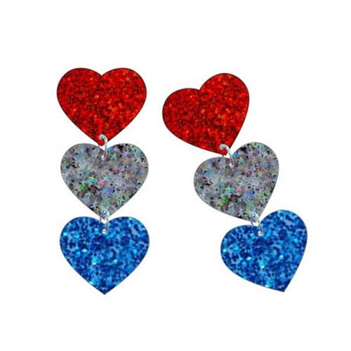 Stylish Striped Heart Star Drop Ohrringe Hypoallergenisch Acrylohrzubehör Handgefertigtes Schmuck Geschenk Für Ihre Leichten Acrylherzohrringe von Gissroys