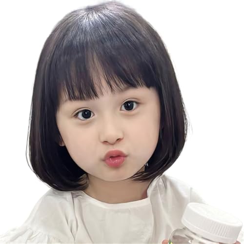 Synthetic Faser Perücken Haarstück Für Kinder Atmungsaktives Design Natürlicher Fransen Puff Haar Für Tägliche Verschleißschulenereignisse Natural Aussehend Synthetik von Gissroys