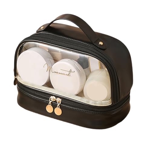Transparente Kosmetikbeutel Doppelschicht Make Up Tasche Kosmetische Aufbewahrungskoffer Für Frauen/Mädchen Tragbare Reisetacktasche Klare Make Up Taschen Mit Reißverschluss von Gissroys