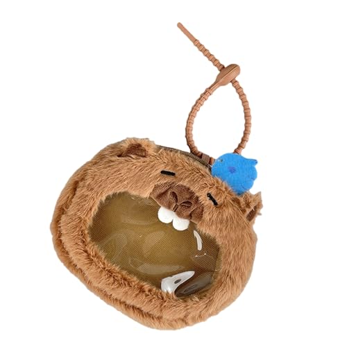 Weiche gefüllte Capybara-Beutel, bezaubernde Plüsch-Münzgeldbörse, Aufbewahrungstasche, kompaktes Design, hält Münzen, Kosmetika und Accessoires, bezaubernde Capybara-Haltertasche, Vogel-Motiv, Mass von Gissroys