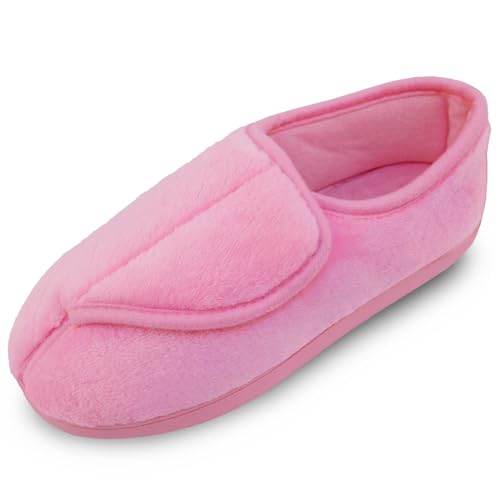 Git-up Frauen Memory Foam Diabetiker Hausschuhe Arthritis Ödem Einstellbare Bequeme Hausschuhe Geschlossene Zehen, Pink 8 US von Git-up