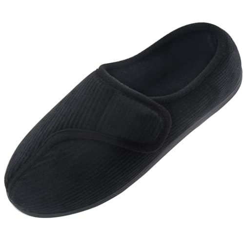 Git-up Diabetiker Hausschuhe Schuhe für Männer Arthritis Ödem Verstellbare Verschluss Memory Foam Hausschuhe, Black 13. von Git-up