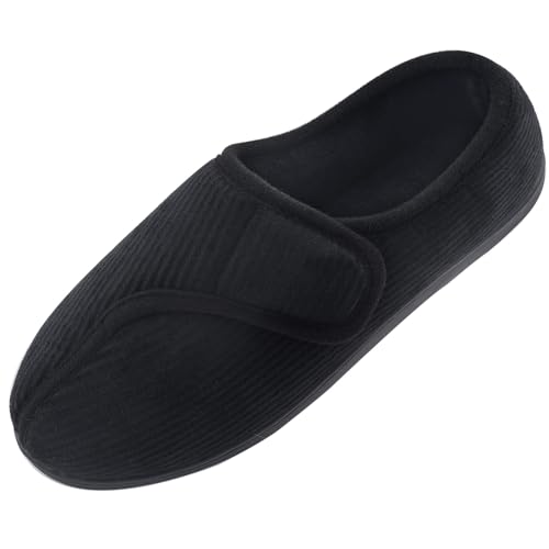 Git-up Diabetiker Hausschuhe Schuhe für Männer Arthritis Ödem Verstellbare Verschluss Memory Foam Hausschuhe, Black 14. von Git-up