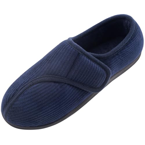 Git-up Diabetiker Hausschuhe Schuhe für Männer Arthritis Ödem Verstellbare Verschluss Memory Foam Hausschuhe, Blue 13N von Git-up