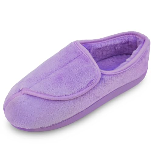 Git-up Frauen Memory Foam Diabetiker Hausschuhe Arthritis Ödem Einstellbare Bequeme Hausschuhe Geschlossene Zehen, Purple 11 US von Git-up