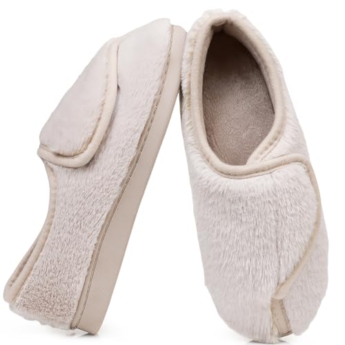 Git-up Frauen Memory Foam Diabetiker Hausschuhe Arthritis Ödem Einstellbare Bequeme Hausschuhe Geschlossene Zehen, Weiß 8 Git-up Frauen Memory Foam Diabetiker Hausschuhe Arthritis Ödem Einstellbare Bequeme Hausschuhe Geschlossene Zehen, Weiß 8 von Git-up