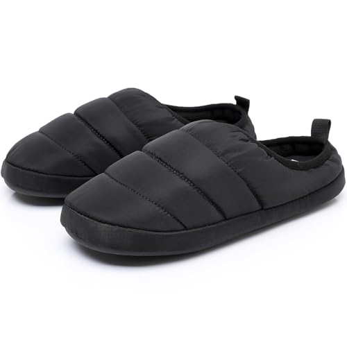 Git-up Memory Schaum Daunen Baumwolle Hausschuhe Herren, Weite Pantoffeln mit rutschfester Gummisohle, Winterschuhe Warme Slipper Indoor Outdoor, Schwarz 41 von Git-up