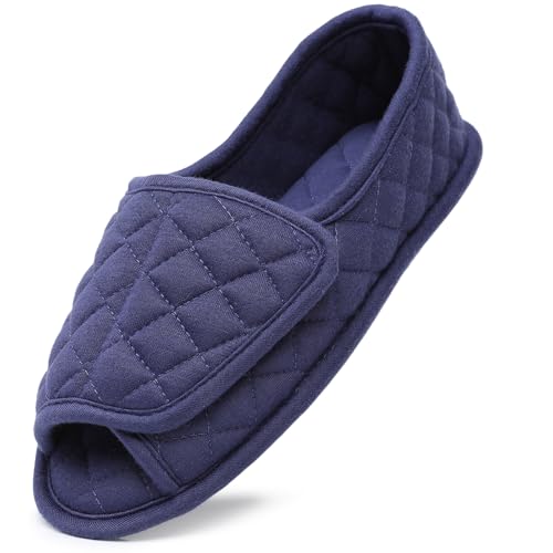 Git-up Offene Hausschuhe für Frauen Memory Foam Verstellbare Bequeme Slipper, Rutschfeste Sohle Indoor-Schuhe, Blau 8 von Git-up