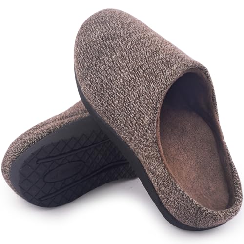 Git-up Orthopädische Hausschuhe für Damen Herren Slip On Hausschuhe mit Senkfußeinlage Rutschfest Gummi Sohle Arch Support Slippers, Plattfüße, Plantar Fasciitis, Fußschmerzen, Braun 38 von Git-up