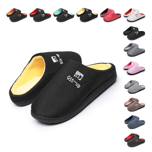 Hausschuhe aus Memory-Schaum für Frauen und Männer Sanft Bequem Breite Hausschuhe rutschfeste Sohle für drinnen und draußen, 44/45 Gelb von Git-up