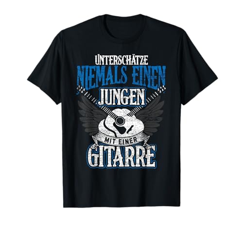 Unterschätze niemals einen Jungen mit einer Gitarre T-Shirt Unterschätze niemals einen Jungen mit einer Gitarre T-Shirt von Gitarre Geschenk Gitarrist Musiker Jungen
