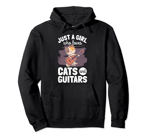 Katze Gitarre Frau Gitarrenspielerin Mädchen Gitarristin Pullover Hoodie Katze Gitarre Frau Gitarrenspielerin Mädchen Gitarristin Pullover Hoodie von Gitarren Accessoires