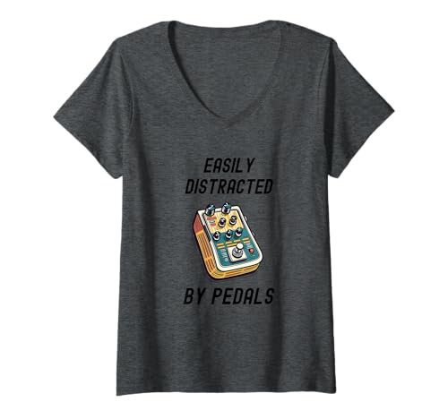 Damen Leicht abgelenkt durch Gitarrenpedale T-Shirt mit V-Ausschnitt von Gitarrenpedale kann man nie genug haben