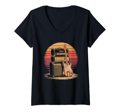 Damen Gitarre Tshirt Herren Damen Gitarrist Musik Rock USA Flagge T-Shirt mit V-Ausschnitt Damen Gitarre Tshirt Herren Damen Gitarrist Musik Rock USA Flagge T-Shirt mit V-Ausschnitt von Gitarrist TShirt Patriotic USA Rock American
