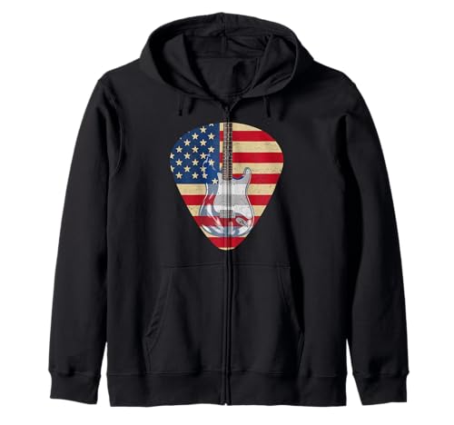 Gitarre Tshirt Herren Damen Gitarrist Musik Rock USA Flagge Kapuzenjacke Gitarre Tshirt Herren Damen Gitarrist Musik Rock USA Flagge Kapuzenjacke von Gitarrist TShirt Patriotic USA Rock American