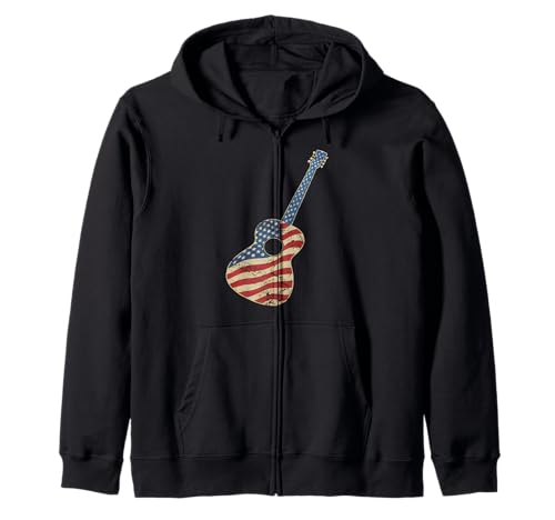 Gitarre Tshirt Herren Damen Gitarrist Musik Rock USA Flagge Kapuzenjacke Gitarre Tshirt Herren Damen Gitarrist Musik Rock USA Flagge Kapuzenjacke von Gitarrist TShirt Patriotic USA Rock American
