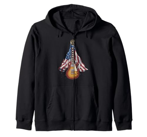Gitarre Tshirt Herren Damen Gitarrist Musik Rock USA Flagge Kapuzenjacke Gitarre Tshirt Herren Damen Gitarrist Musik Rock USA Flagge Kapuzenjacke von Gitarrist TShirt Patriotic USA Rock American